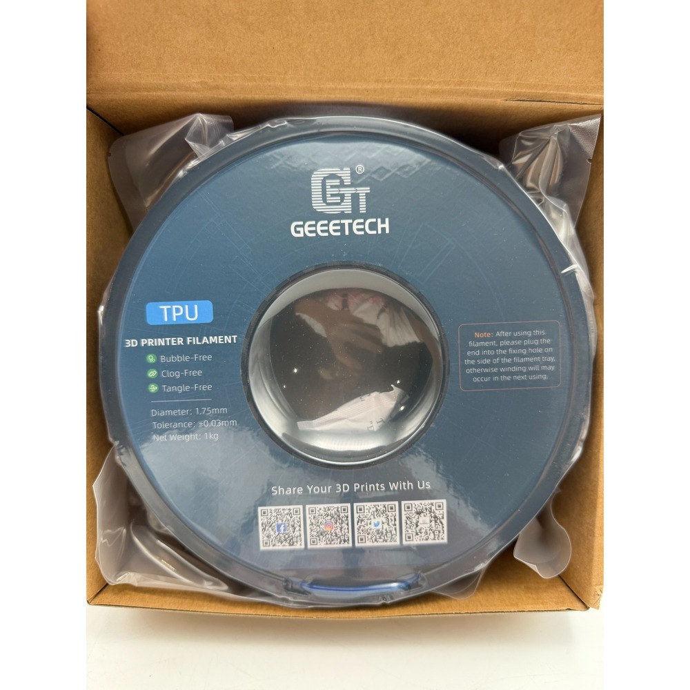 Geeetech TPU Filament 1.75mm 1kg Transparent Blue Flexible 3D Printer Material
